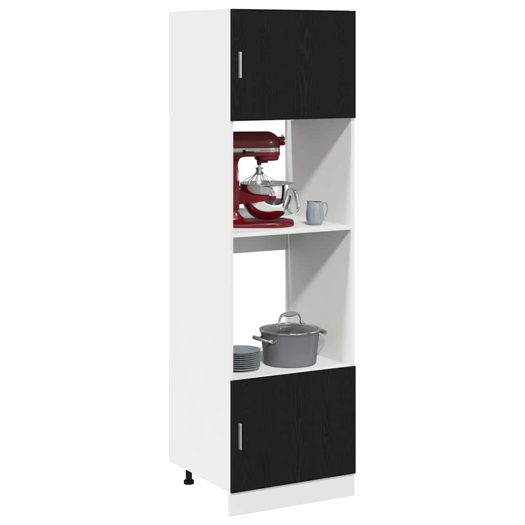 Kitchen cabinet black oak glued wood 60 x 57 x 207 cm
