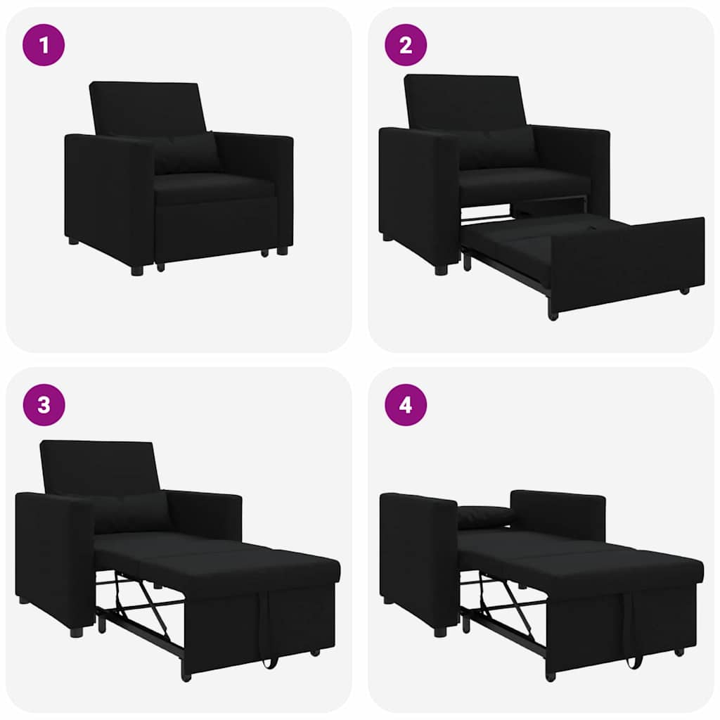 Einzel-Schlafsofa Schwarz 90 x 165 x 87 cm Stoff