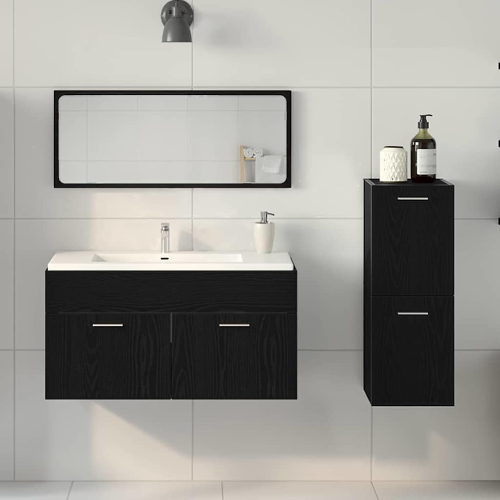 Badezimmermöbel Set 3 pcs Schwarze Eiche 90 x 38.5 x 46 cm