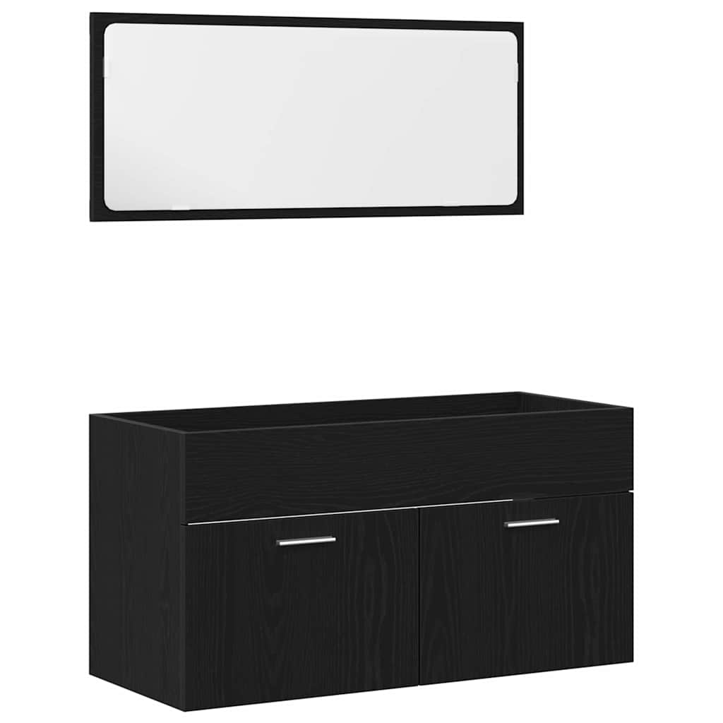 Badezimmermöbel Set 3 pcs Schwarze Eiche 90 x 38.5 x 46 cm
