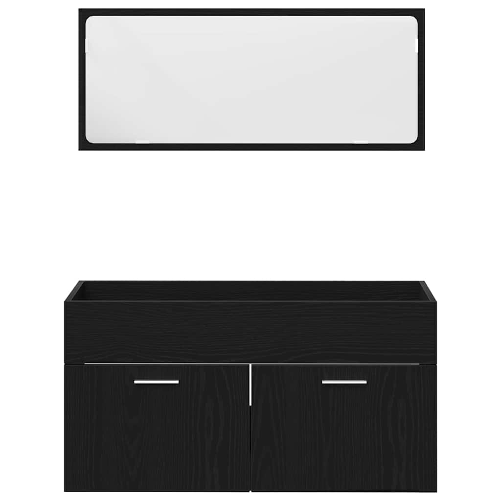 Badezimmermöbel Set 3 pcs Schwarze Eiche 90 x 38.5 x 46 cm