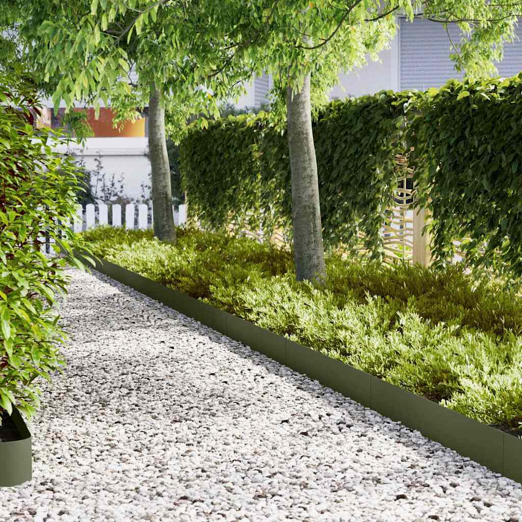 Rasenkanten 20 pcs Olivgrün 100 x 0.5 x 20 cm Stahl