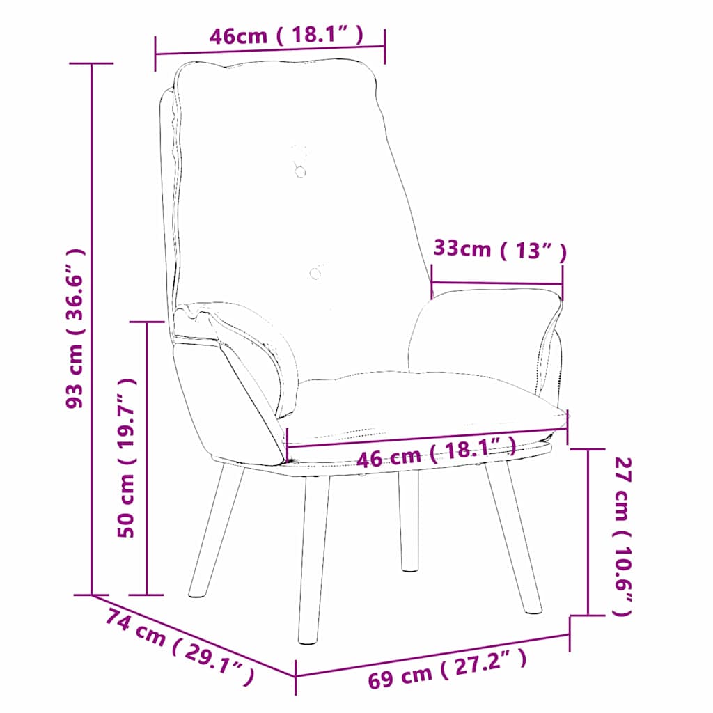 Entspannungsstuhl Schwarz 69 x 74 x 93 cm Stoff