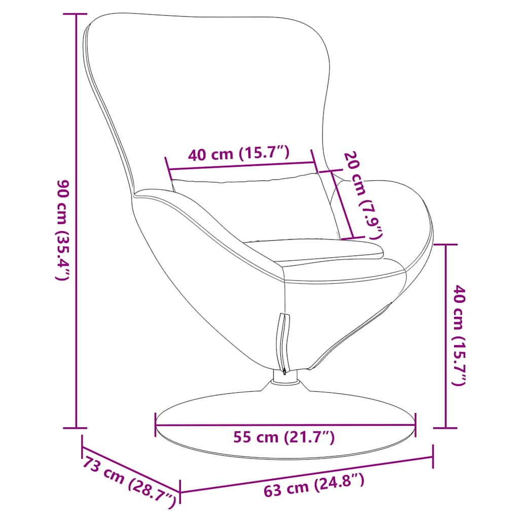 Eiersessel Hellbraun 63 x 73 x 90 cm Samt