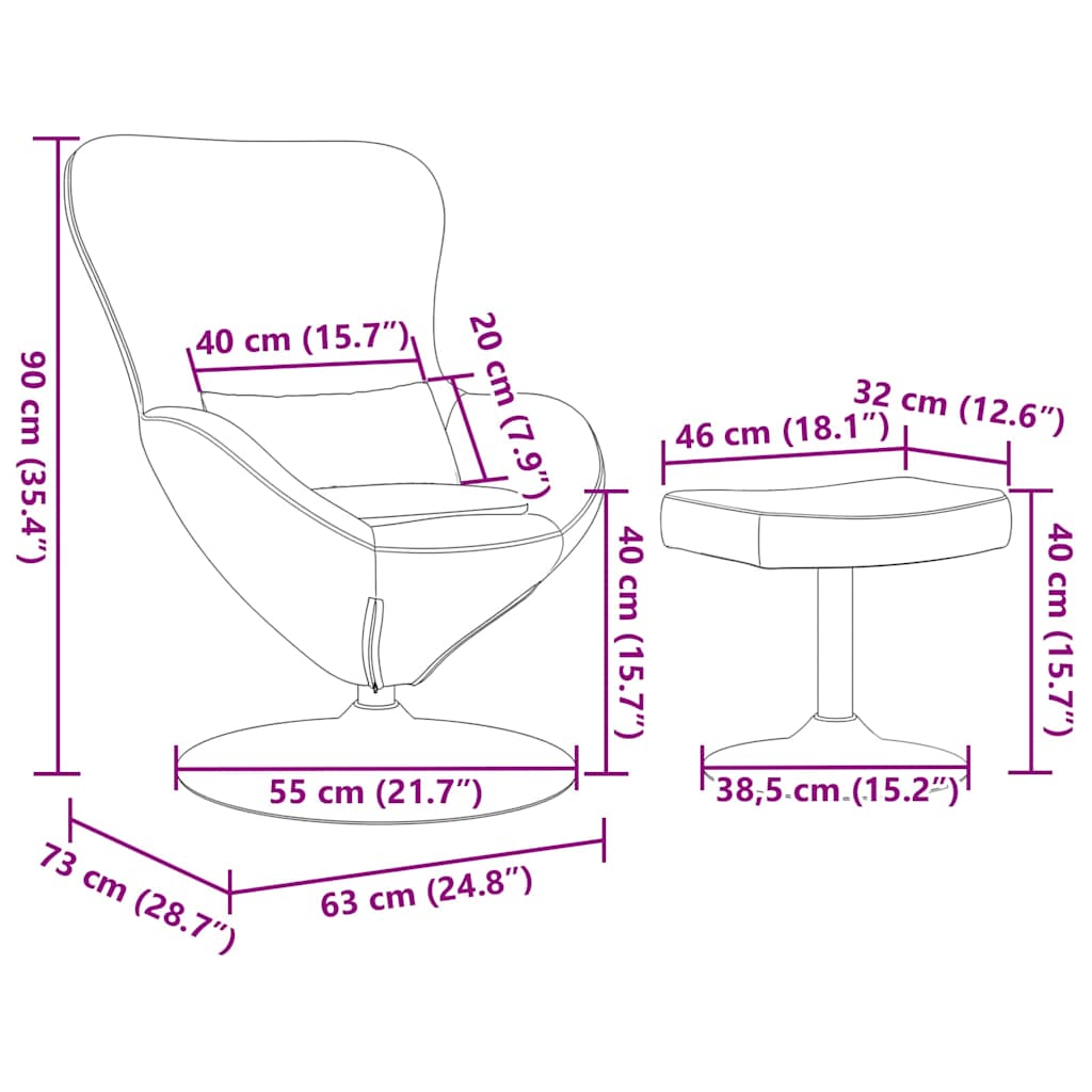 Eiersessel 2 pcs Creme 63 x 73 x 90 cm Samt