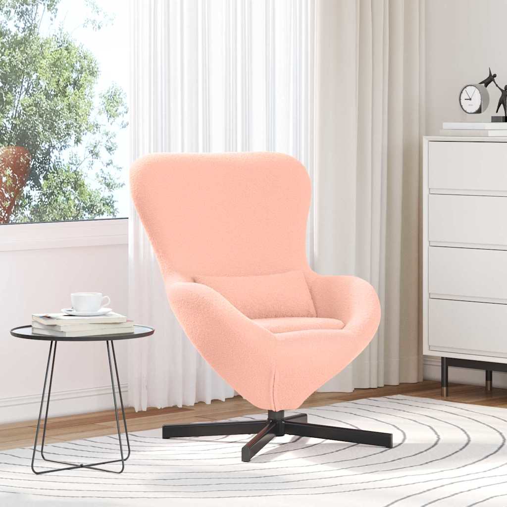 Eiersessel Rosa Lockiger wollähnlicher Stoff