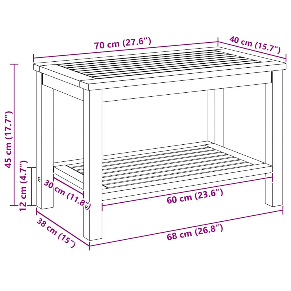 Couchtisch Braun 90 x 50 x 45 cm Akazie Massivholz