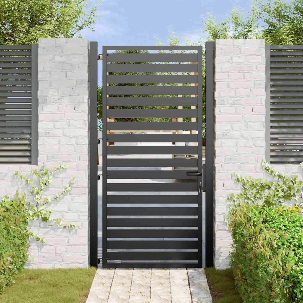 Gartentor Abschließbar Schwarz 100x180 cm Aluminium