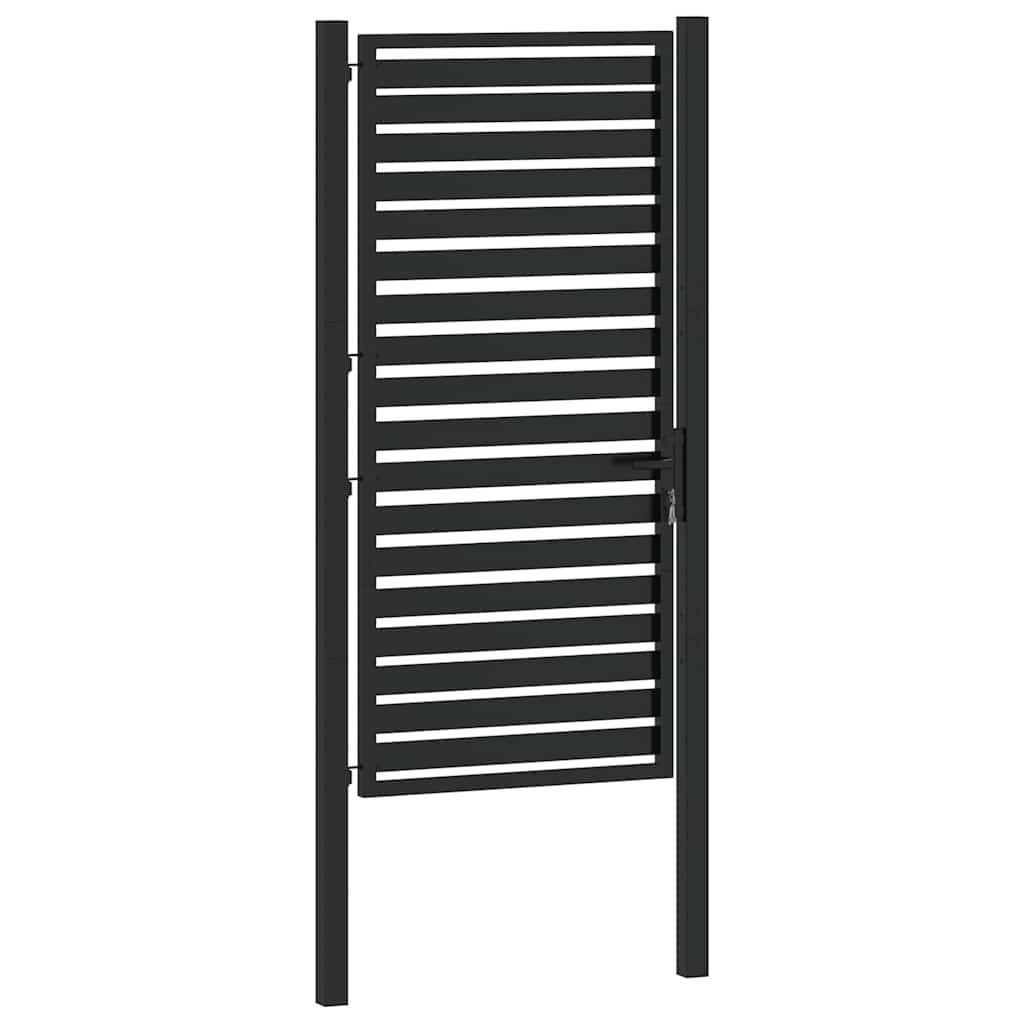 Gartentor Abschließbar Schwarz 100x180 cm Aluminium