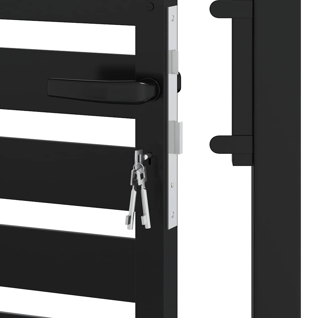 Gartentor Abschließbar Schwarz 100x180 cm Aluminium