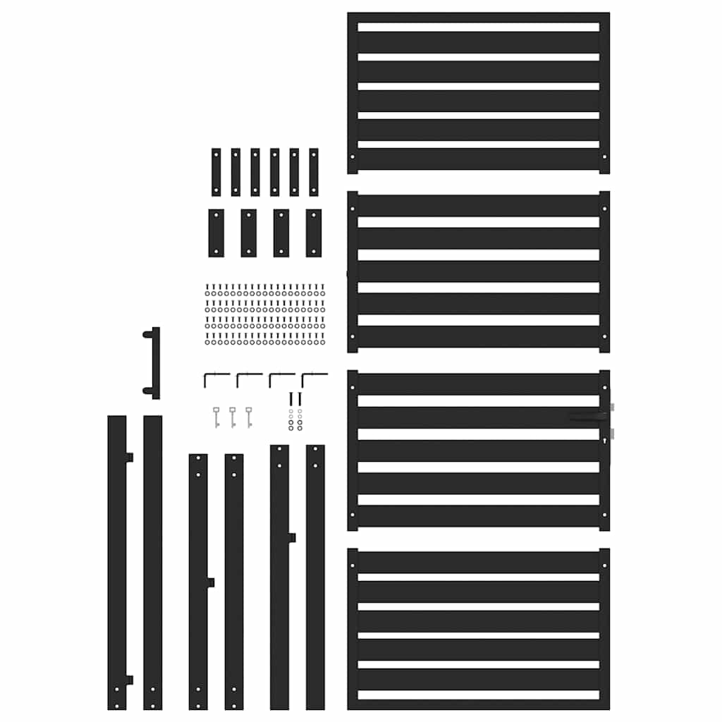 Gartentor Abschließbar Schwarz 100x200 cm Aluminium