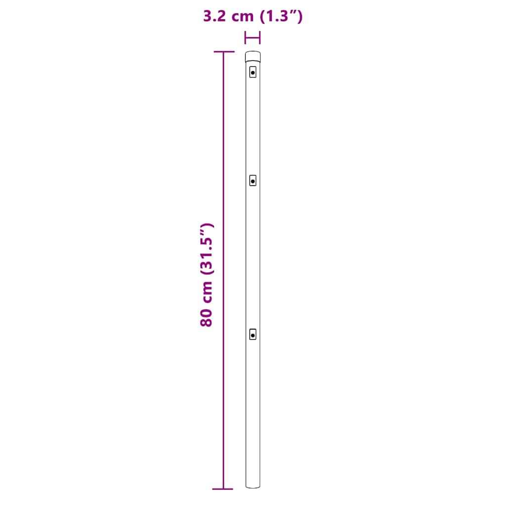 Zaunpfosten Manuell 13 pcs Grün Ø32mm 80 cm Verzinkter Stahl