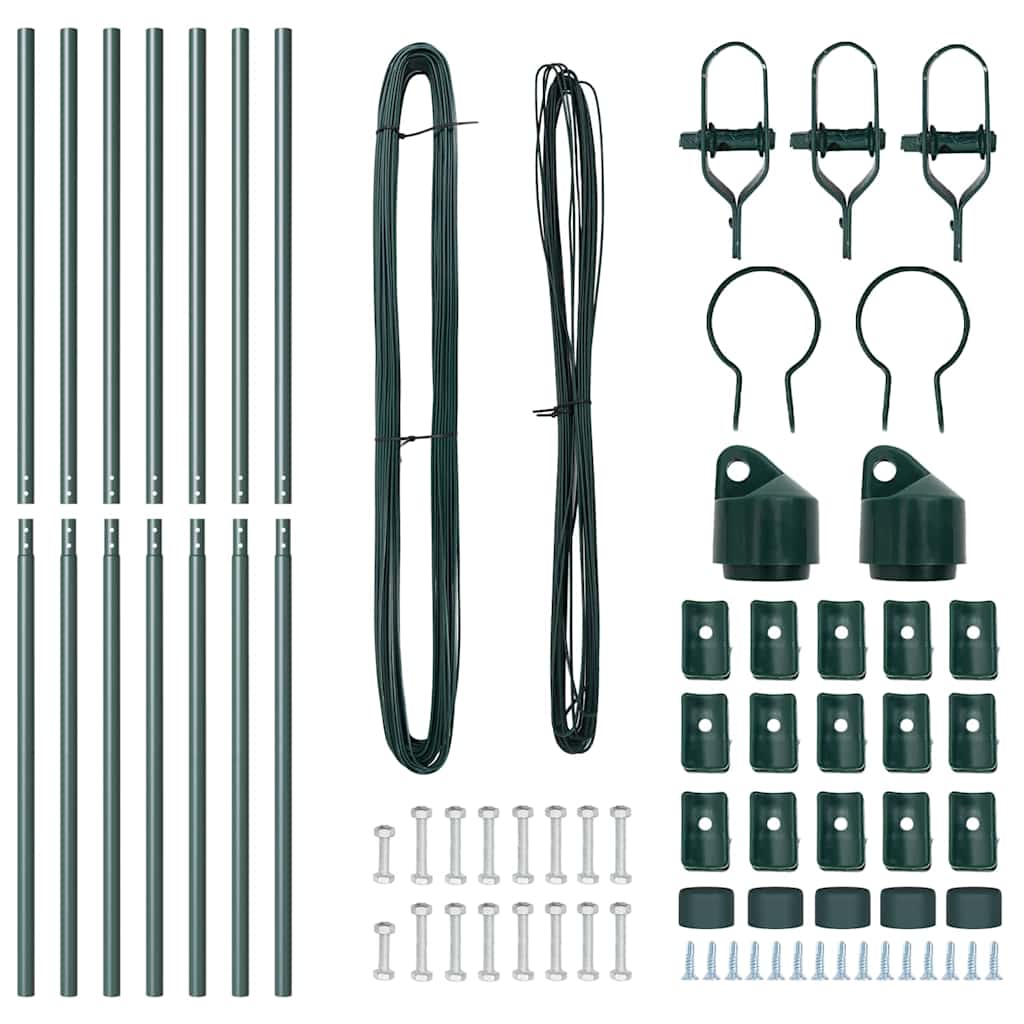 Zaunpfosten Manuell 7 pcs Grün Ø32mm 190 cm Verzinkter Stahl