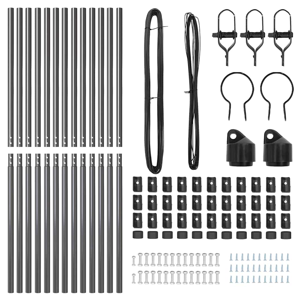 Zaunpfosten Manuell 13 pcs Grau Ø32mm 200 cm Verzinkter Stahl
