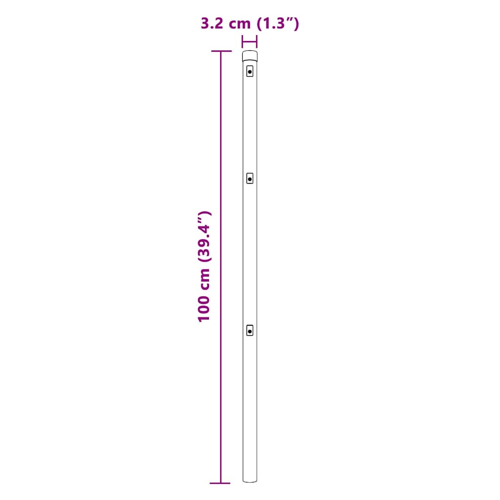 Zaunpfosten 7 pcs Silber Ø32mm 100 cm Verzinkter Stahl