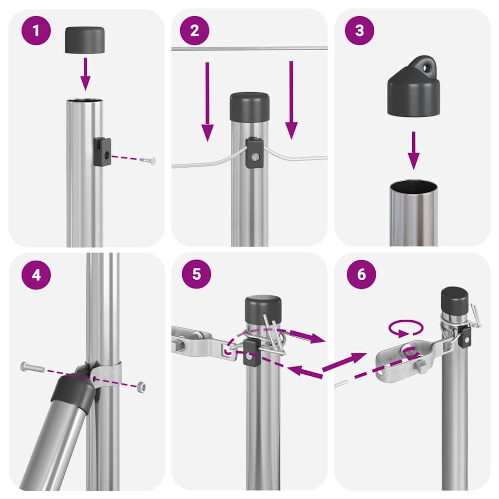Zaunpfosten 13 pcs Silber Ø32mm 120 cm Verzinkter Stahl