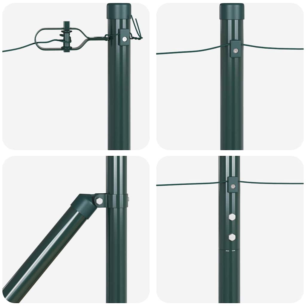 Zaunpfosten Manuell 7 pcs Grün Ø32mm 140 cm Verzinkter Stahl