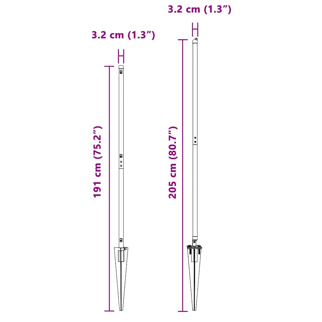 Zaunpfosten Manuell 13 pcs Grün Ø32mm 160 cm Verzinkter Stahl