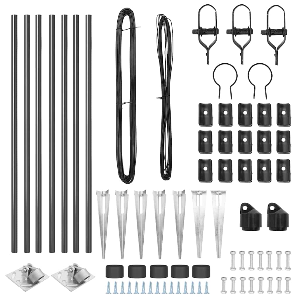 Zaunpfosten Manuell 7 pcs Grau Ø32mm 120 cm Verzinkter Stahl