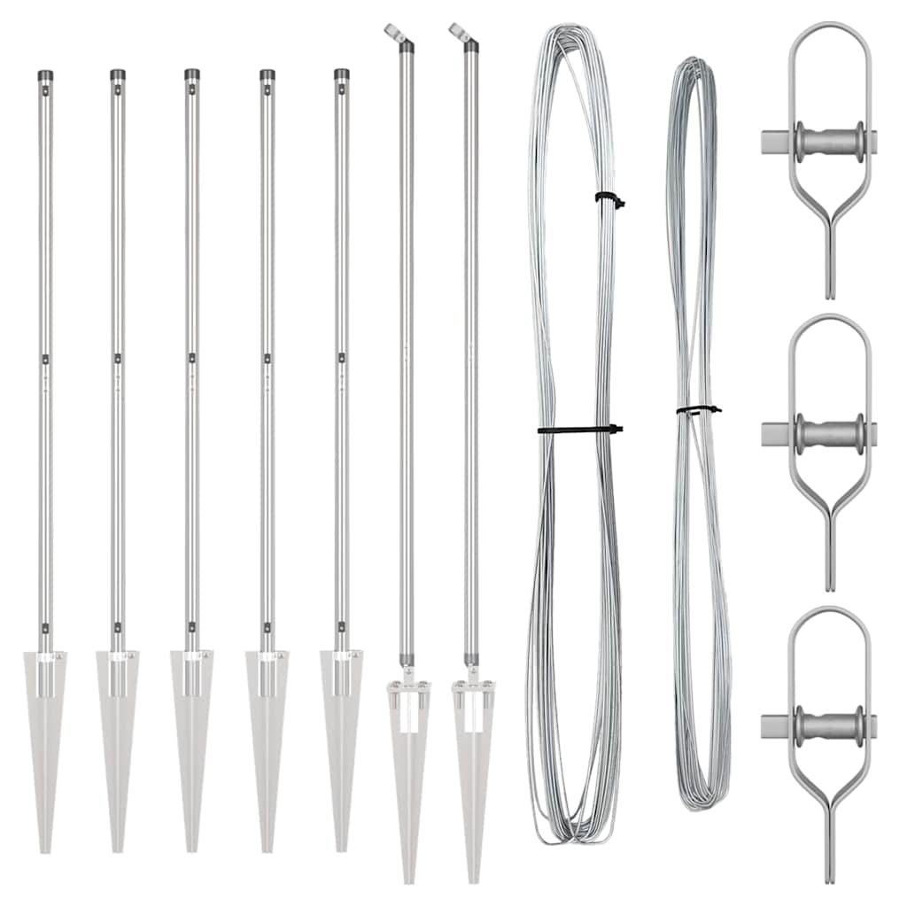 Zaunpfosten Manuell 7 pcs Silber Ø32mm 160 cm Verzinkter Stahl