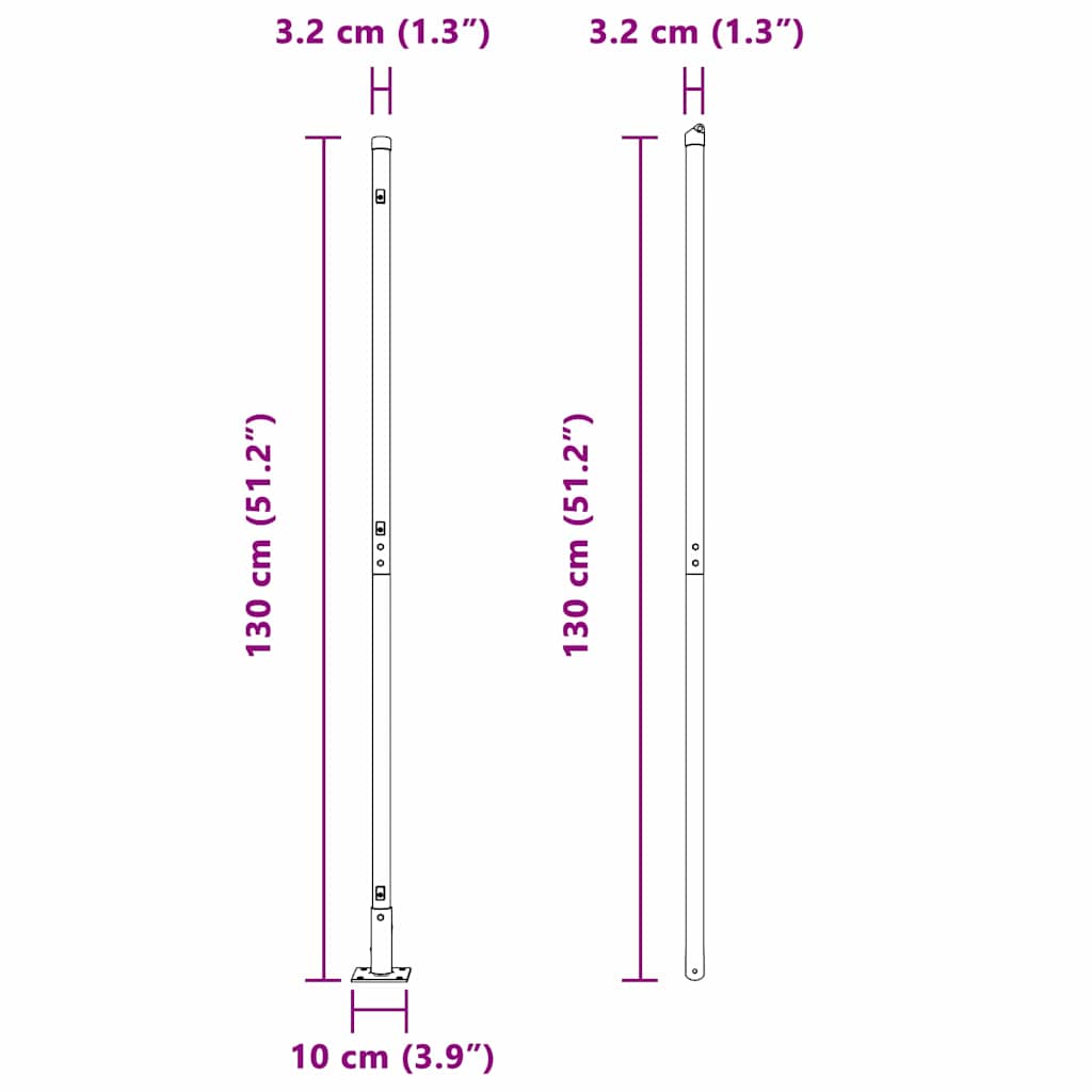 Zaunpfosten Manuell 13 pcs Grau Ø32mm 130 cm Verzinkter Stahl
