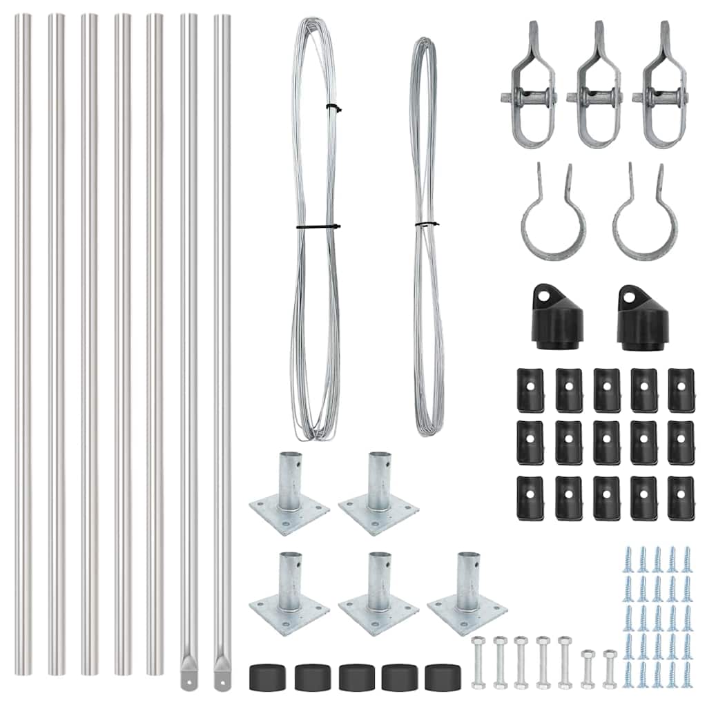 Zaunpfosten Manuell 7 pcs Silber Ø32mm 50 cm Verzinkter Stahl