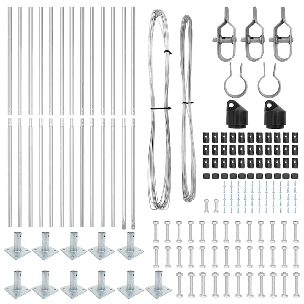 Zaunpfosten Manuell 13 pcs Silber Ø32mm 170 cm Verzinkter Stahl