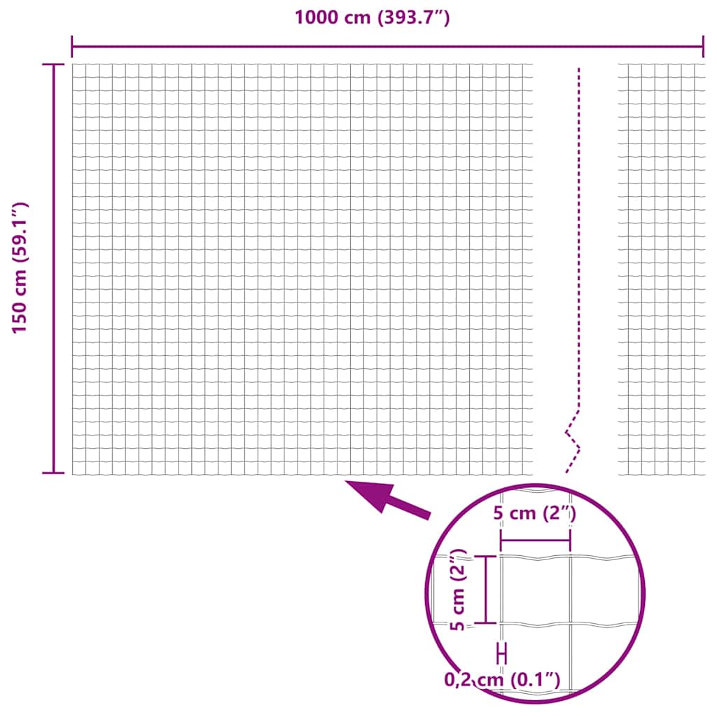 Eurozaun Silber 1.5 x 10 m Feuerverzinktes Eisen