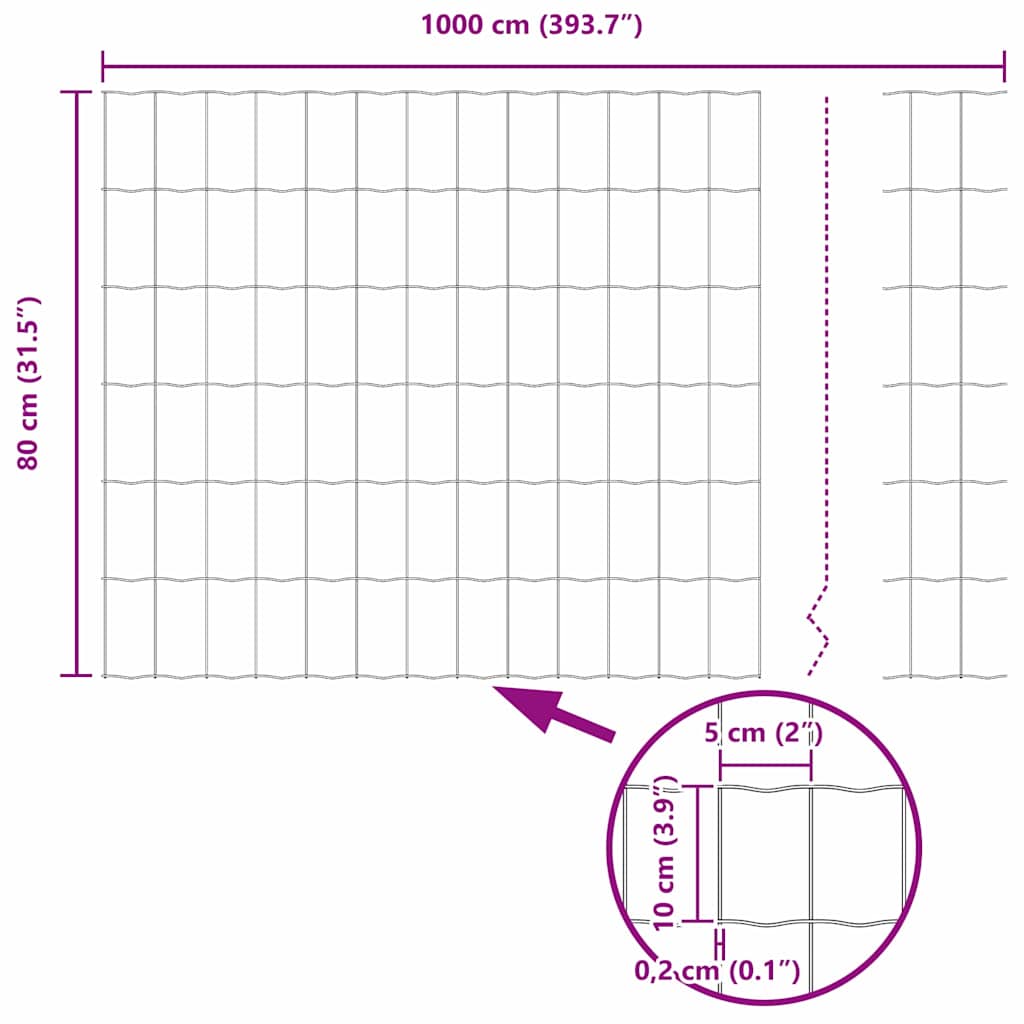 Eurozaun Silber 0.8 x 10 m Feuerverzinktes Eisen