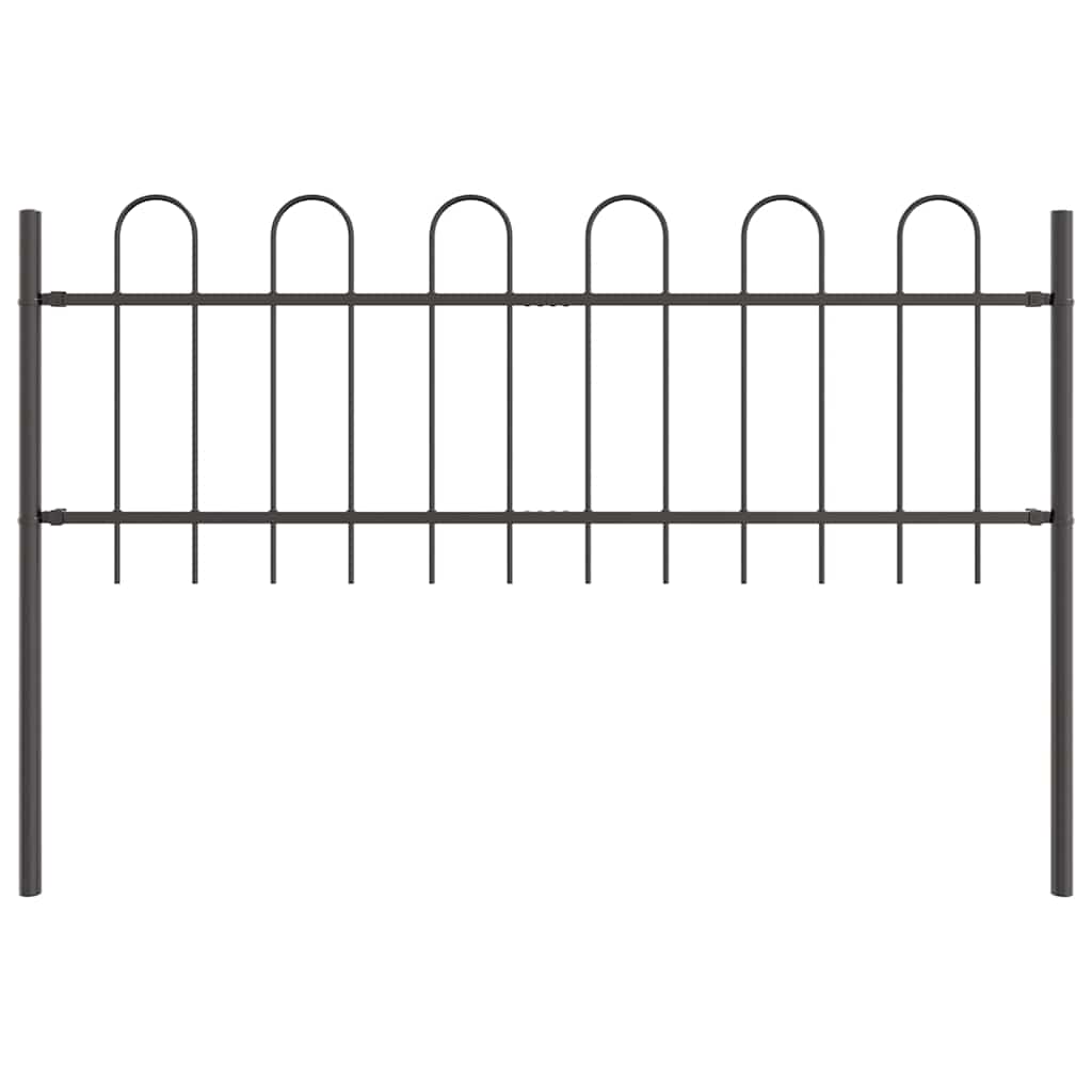 Gartenzaun Grau 1.7 x 0.6 m Pulverbeschichteter Stahl