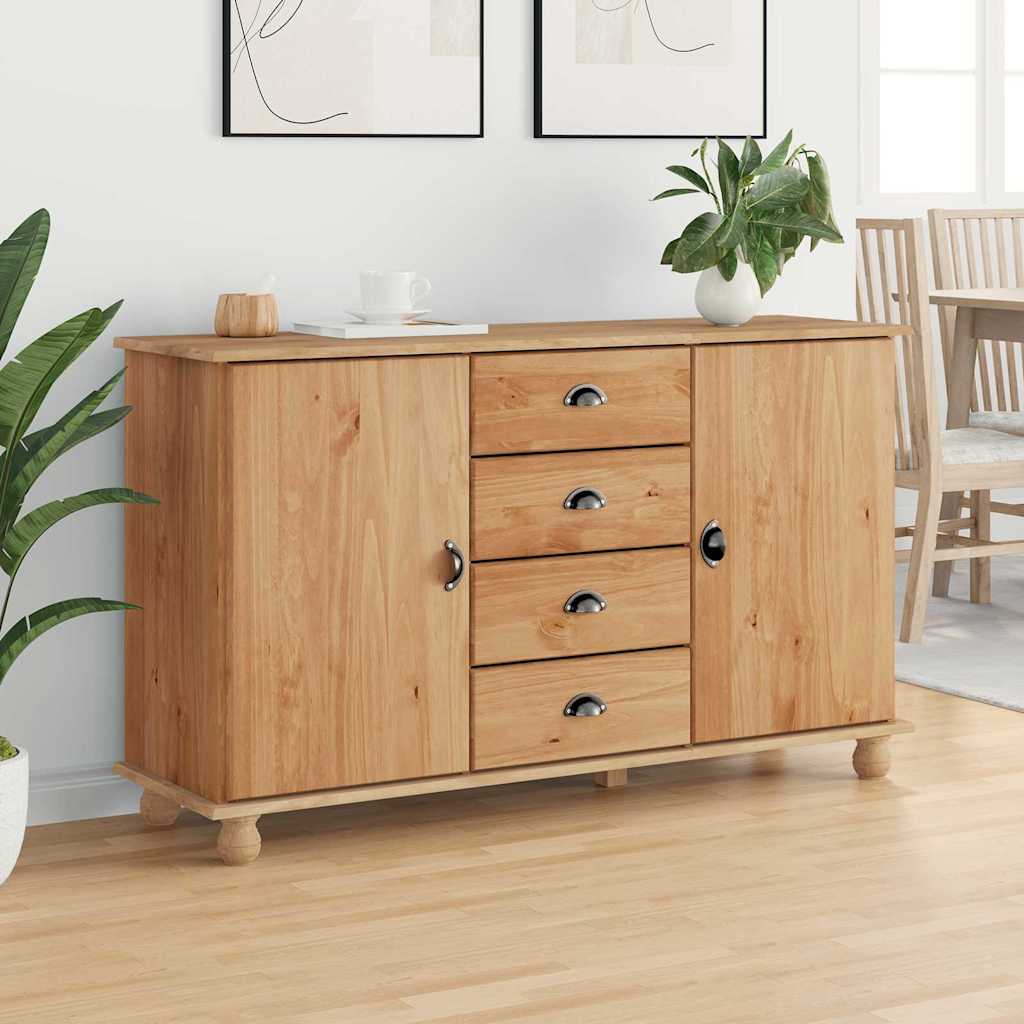 Sideboard Braun 133,5 x 40 x 79 cm Massivholz Kiefer