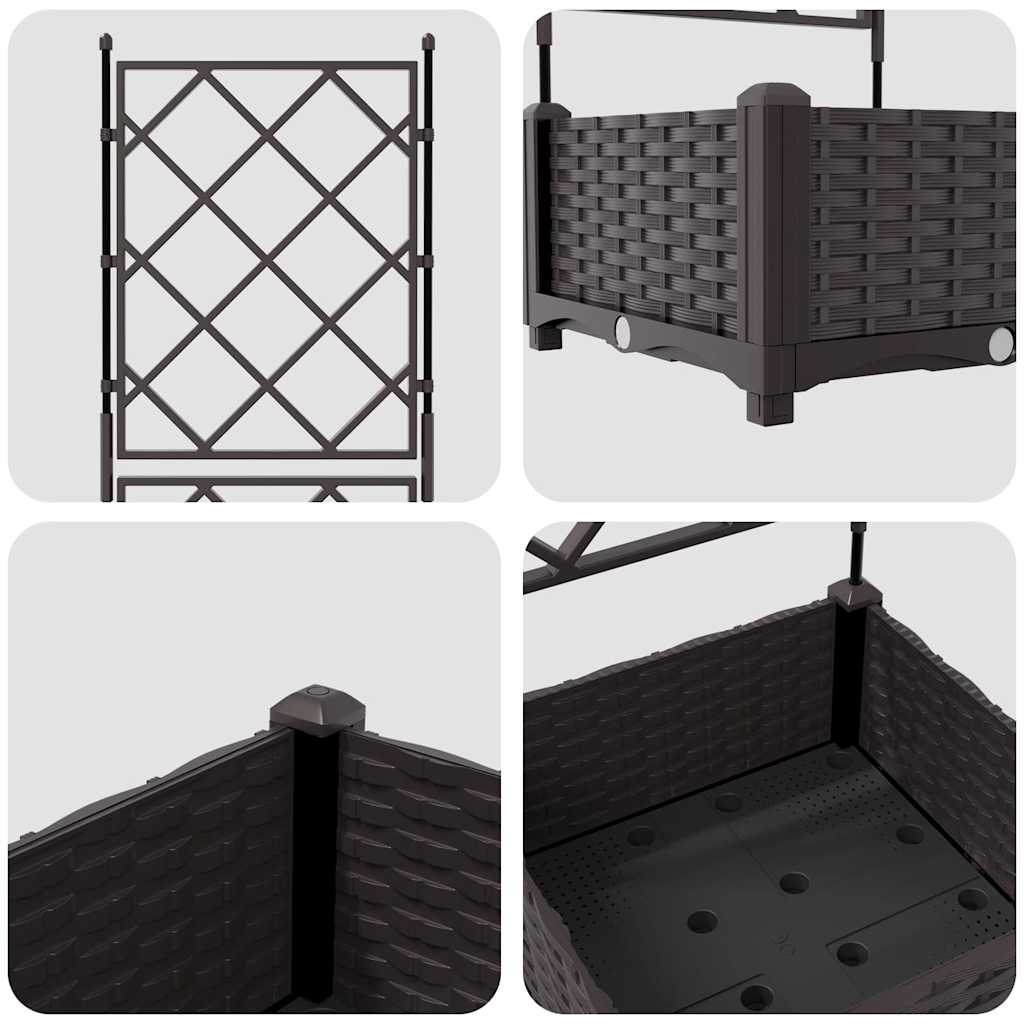 Gartenpflanzer mit Gitter Braun 40 x 40 x 125,5 cm PP