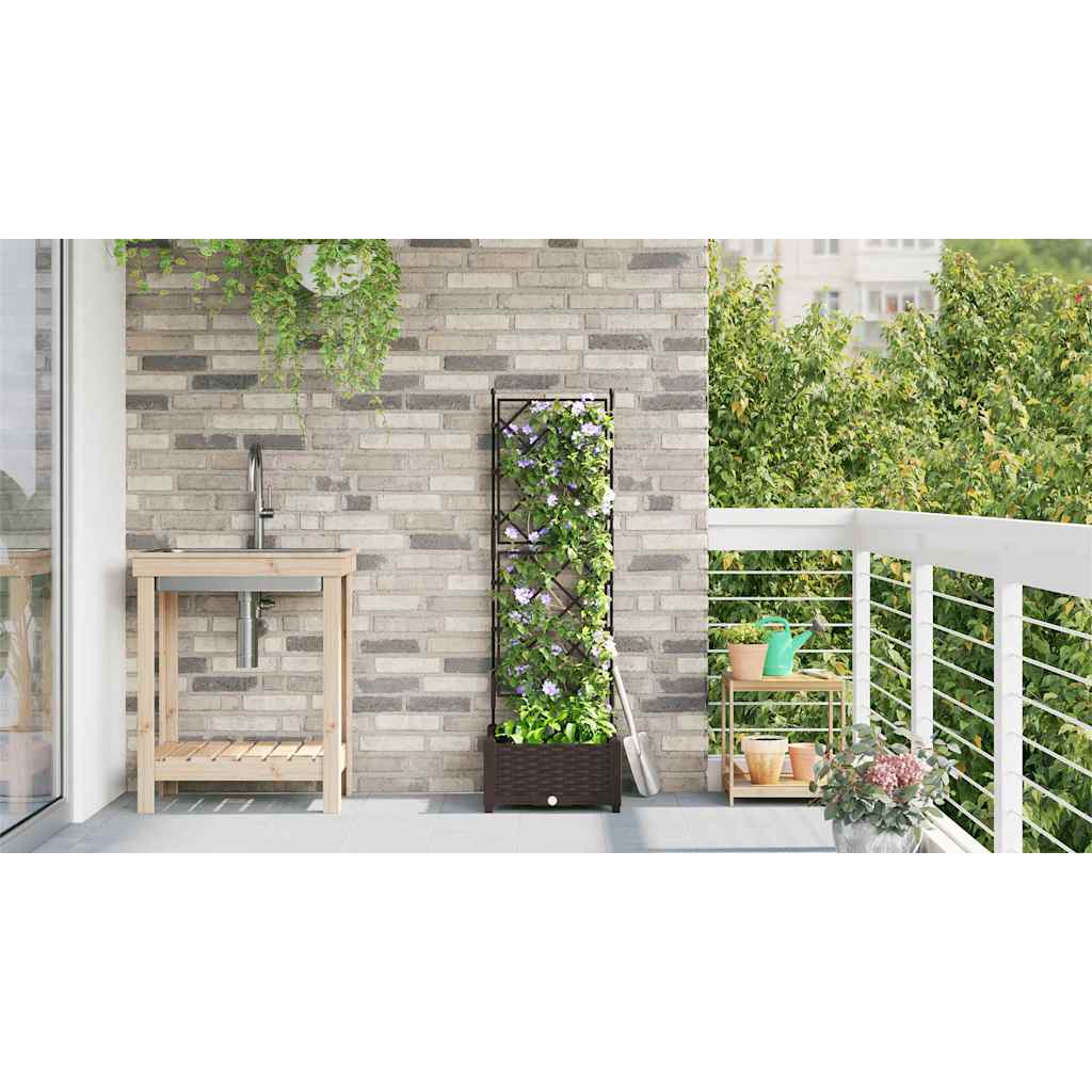 Gartenpflanzer mit Gitter Braun 40 x 40 x 125,5 cm PP