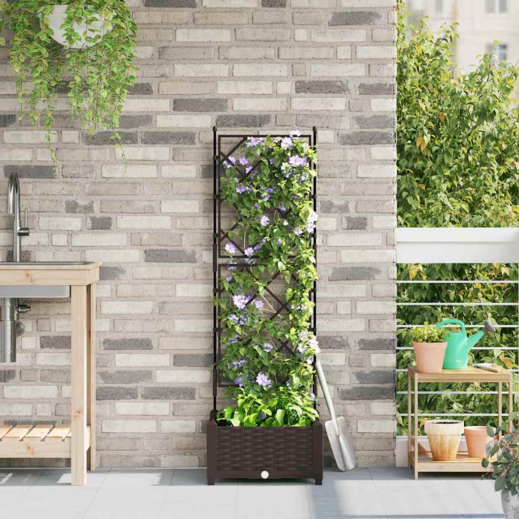 Gartenpflanzer mit Gitter Braun 40 x 40 x 125,5 cm PP