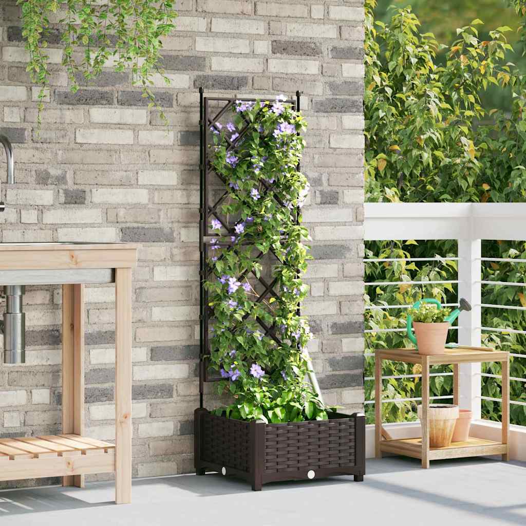 Gartenpflanzer mit Gitter Braun 40 x 40 x 125,5 cm PP