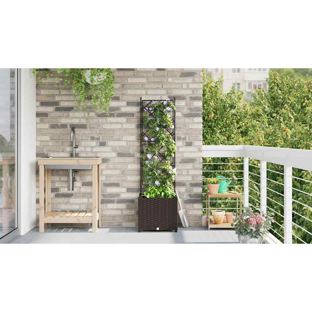 Gartenpflanzer mit Gitter Braun 40 x 40 x 143 cm PP