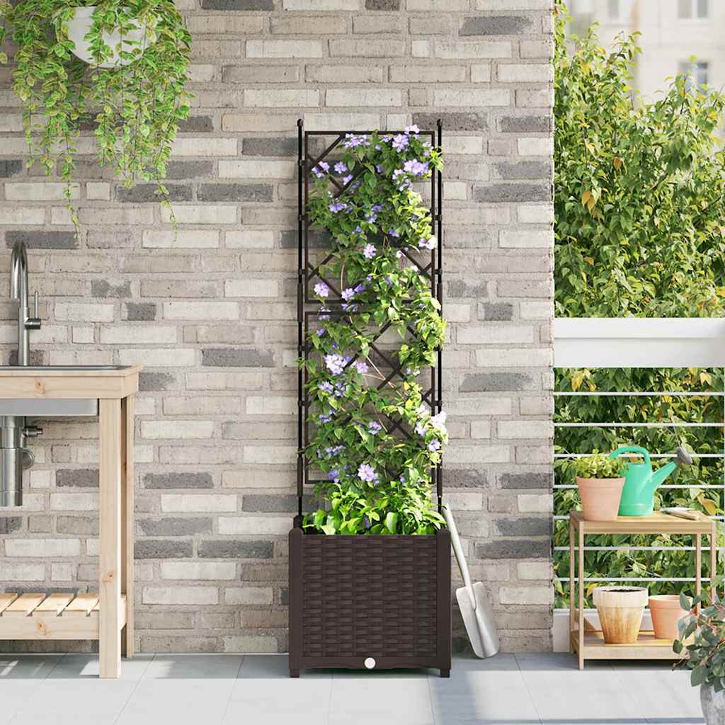 Gartenpflanzer mit Gitter Braun 40 x 40 x 143 cm PP