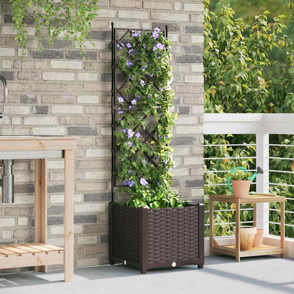 Gartenpflanzer mit Gitter Braun 40 x 40 x 143 cm PP