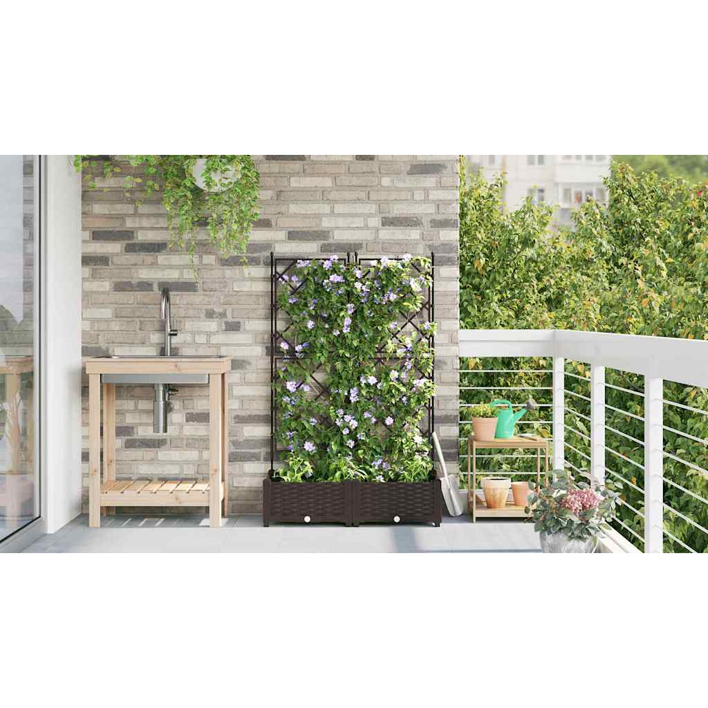 Gartenpflanzer mit Gitter Braun 80 x 40 x 125,5 cm PP