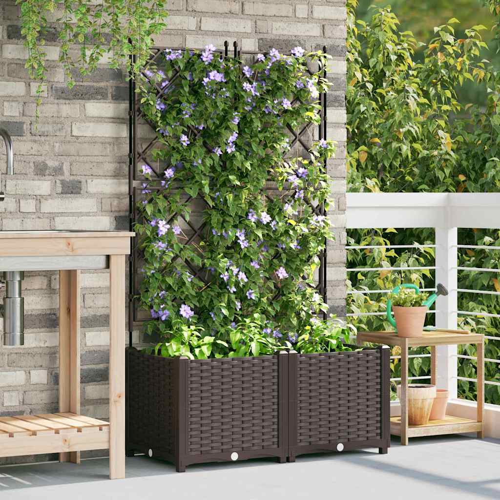 Gartenpflanzer mit Gitter 2 pcs Braun 80 x 40 x 143 cm PP