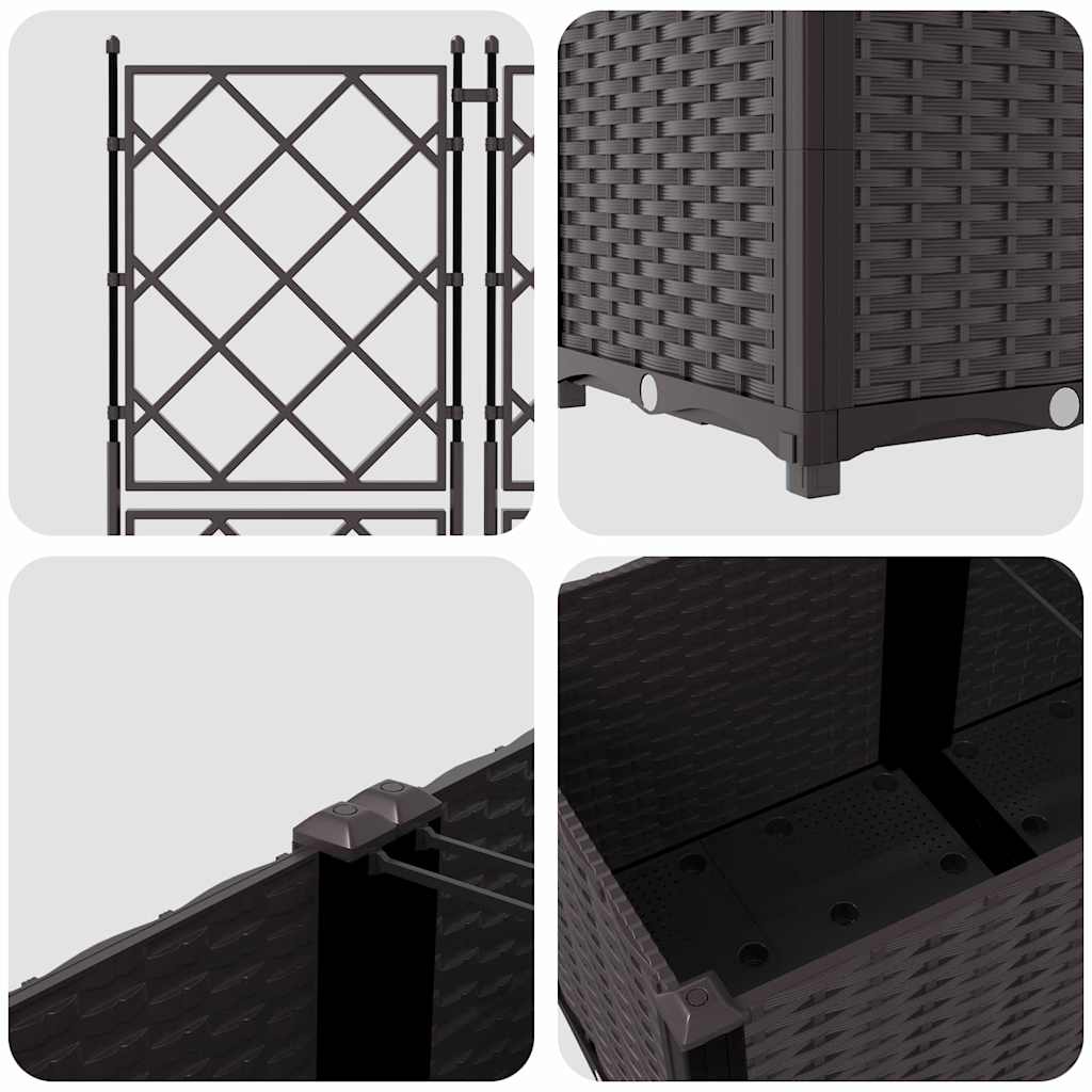 Gartenpflanzer mit Gitter 3 pcs Braun 80 x 80 x 143 cm PP