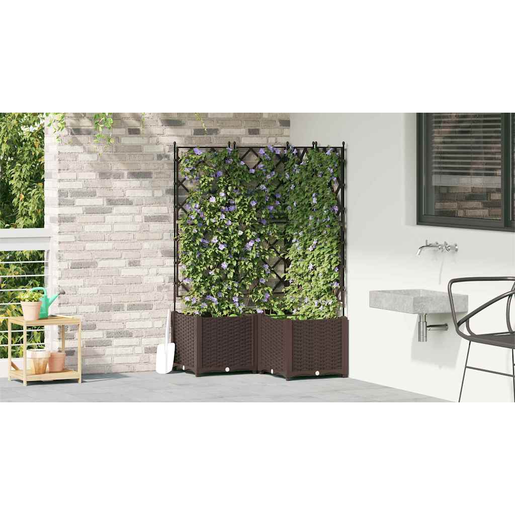 Gartenpflanzer mit Gitter 3 pcs Braun 80 x 80 x 143 cm PP