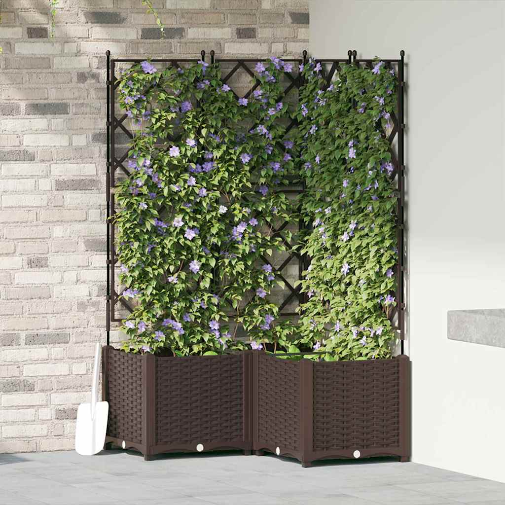 Gartenpflanzer mit Gitter 3 pcs Braun 80 x 80 x 143 cm PP
