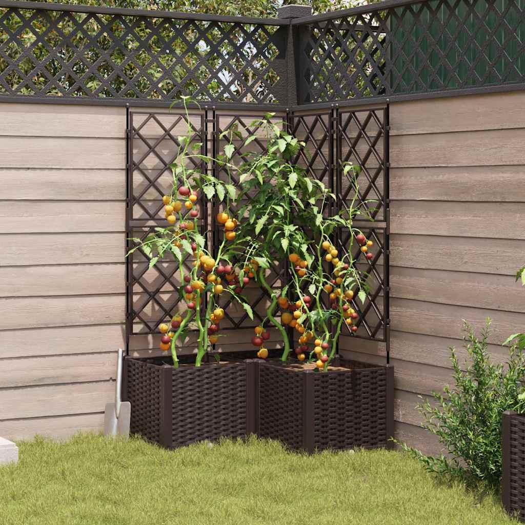 Gartenpflanzer mit Gitter 3 pcs Braun 80 x 80 x 143 cm PP