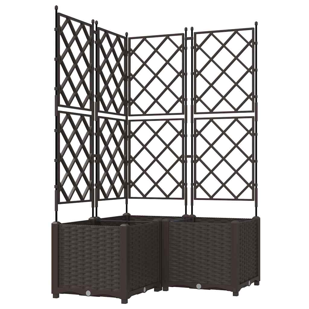 Gartenpflanzer mit Gitter 3 pcs Braun 80 x 80 x 143 cm PP