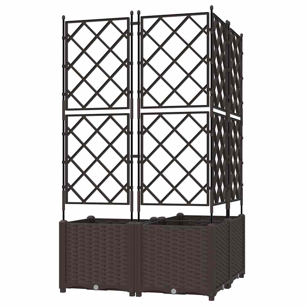 Gartenpflanzer mit Gitter 3 pcs Braun 80 x 80 x 143 cm PP