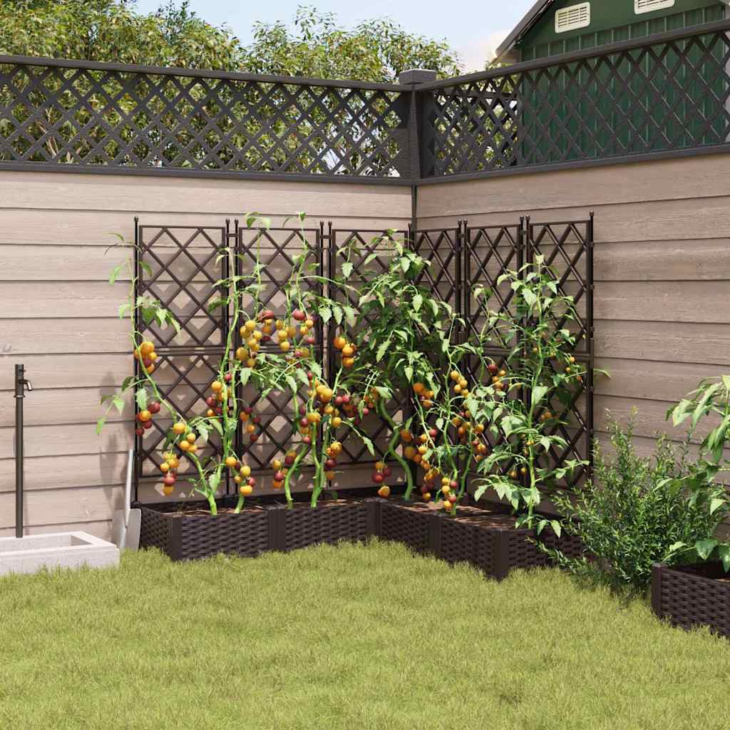 Gartenpflanzer mit Gitter 5 pcs Braun 120 x 120 x 125,5 cm PP