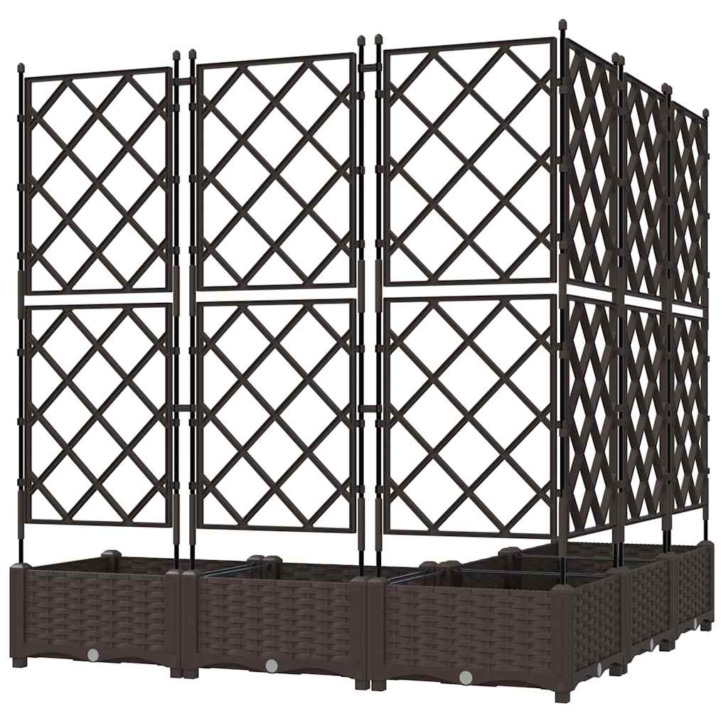 Gartenpflanzer mit Gitter 5 pcs Braun 120 x 120 x 125,5 cm PP