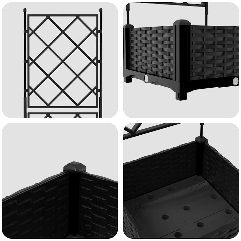 Gartenpflanzer mit Gitter Schwarz 40 x 40 x 125,5 cm PP