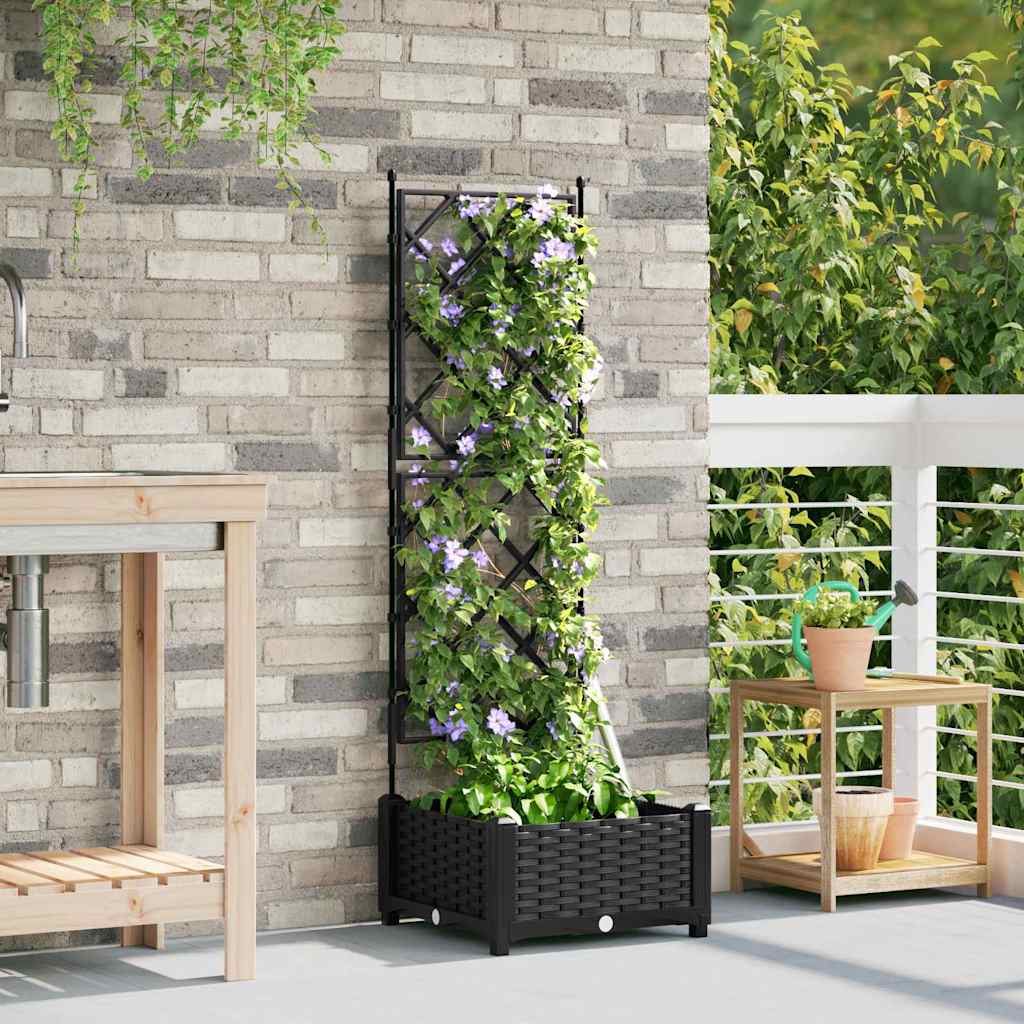 Gartenpflanzer mit Gitter Schwarz 40 x 40 x 125,5 cm PP